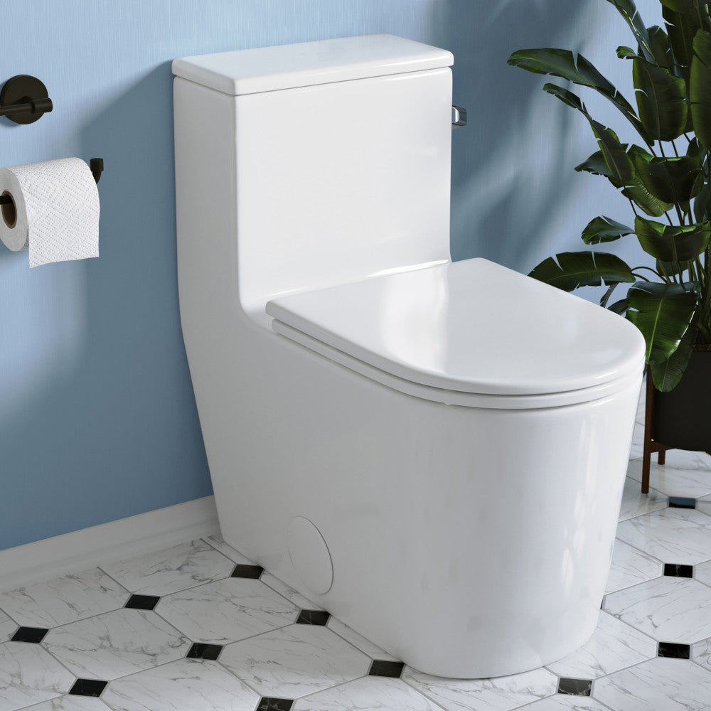 Swiss Madison Liberte One-Piece 12" Rough-in 1.28 GPF Right-Hand Flush Elongated ADA Toilet in Glossy White