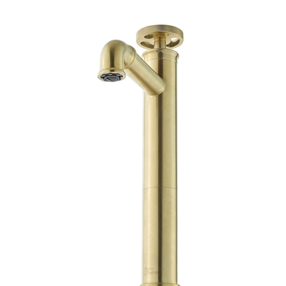 Swiss Madison Avallon Single Hole, Single-Handle Wheel, High Arc Bathroom Faucet in Brushed Gold