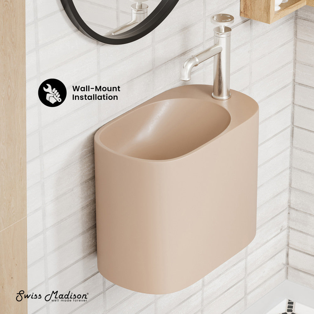 Swiss Madison Terre 18" Right Side Faucet Wall-Mount Bathroom Sink in Pastel Peach