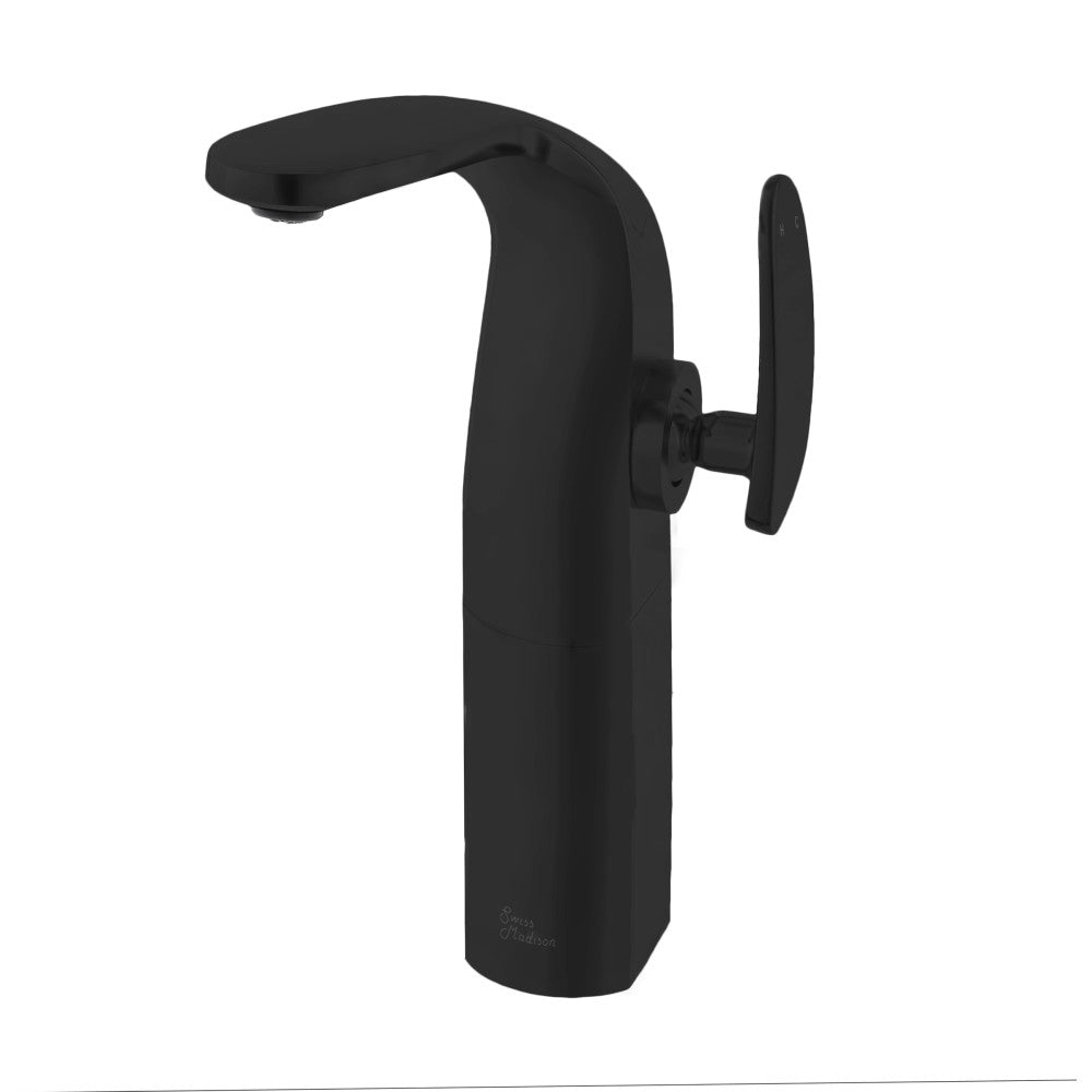 Swiss Madison Chateau Single Hole, Single-Handle, High Arc Bathroom Faucet in Matte Black