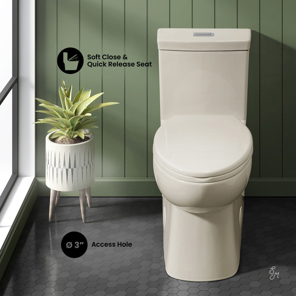 Swiss Madison Classe One-Piece 12" Rough-in 1.1/1.6 GPF Dual Top Flush Elongated Toilet in Glossy Bisque