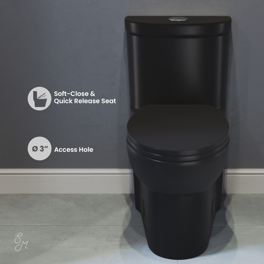 Swiss Madison Sublime One-Piece Elongated Toilet Dual-Flush in Matte Black 1.1/1.6 gpf