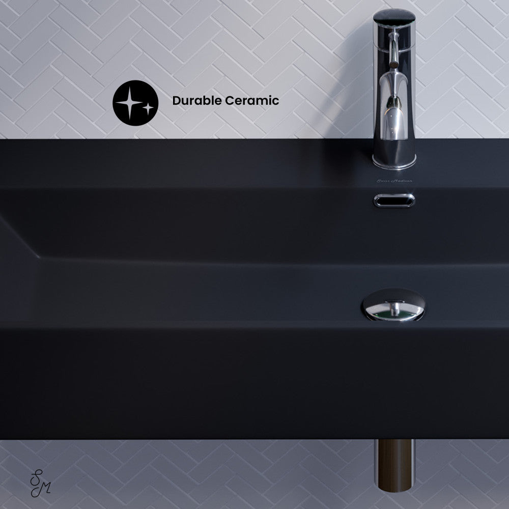 Swiss Madison Claire 40" Rectangle Wall-Mount Bathroom Sink in Matte Black