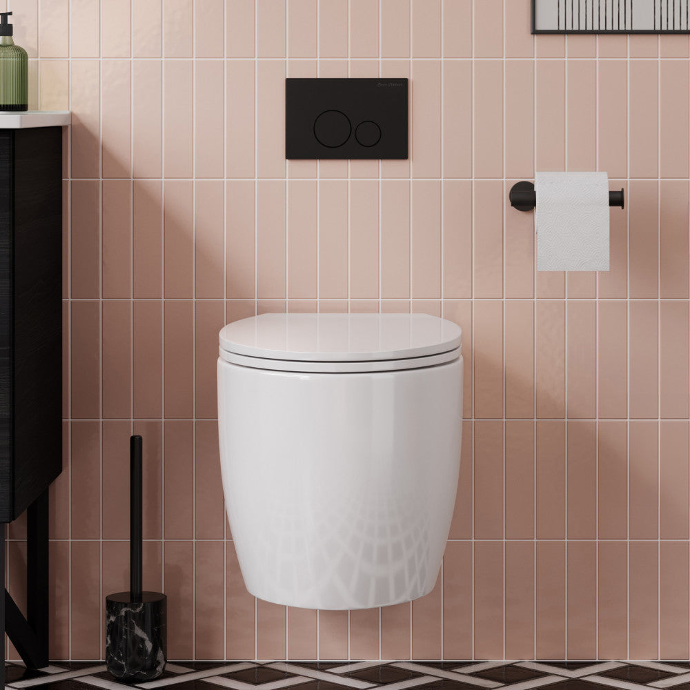 Swiss Madison Wall Mount Dual Flush Metal Actuator plate in Matte Black