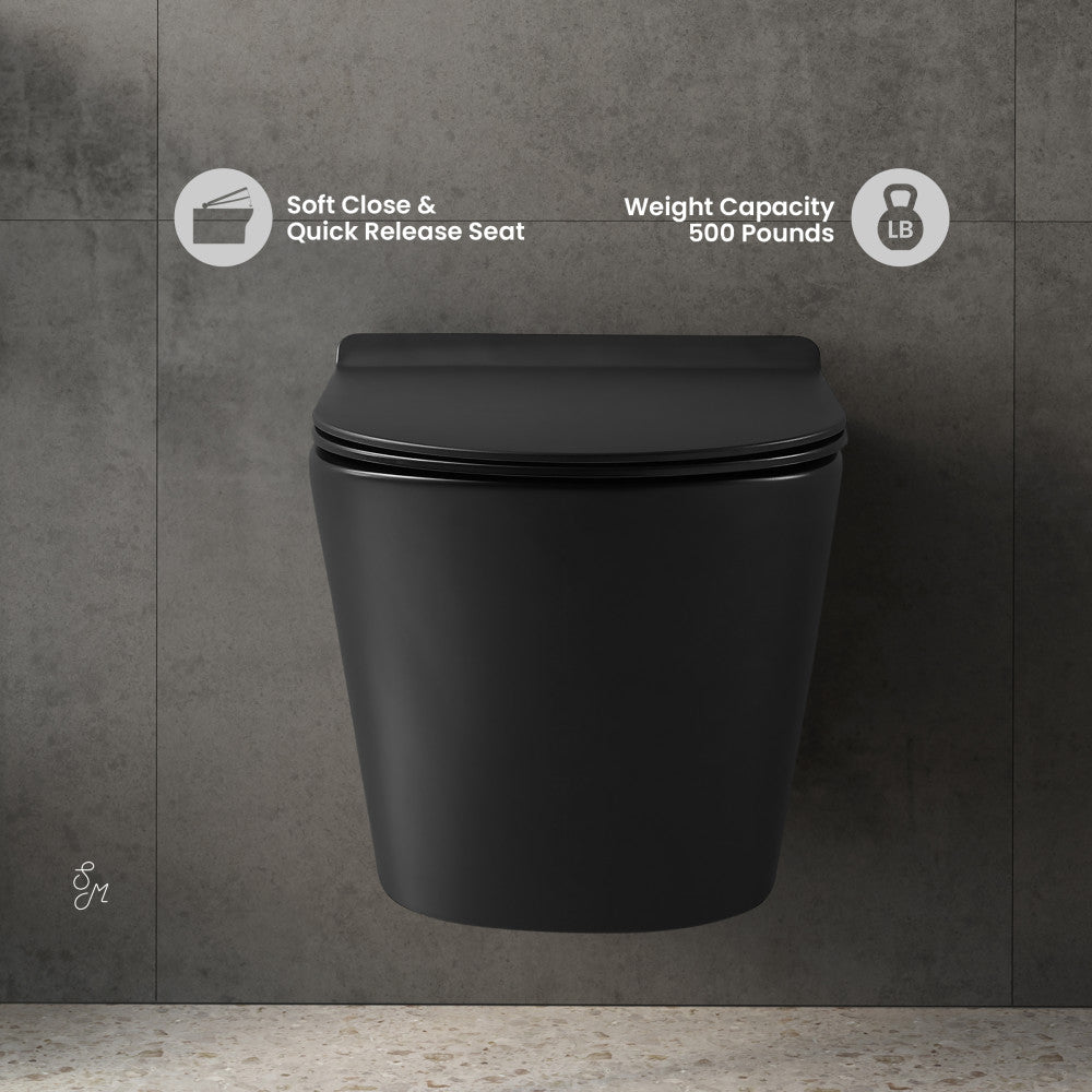 Swiss Madison Calice Wall-Hung Round Toilet Bowl in Matte Black