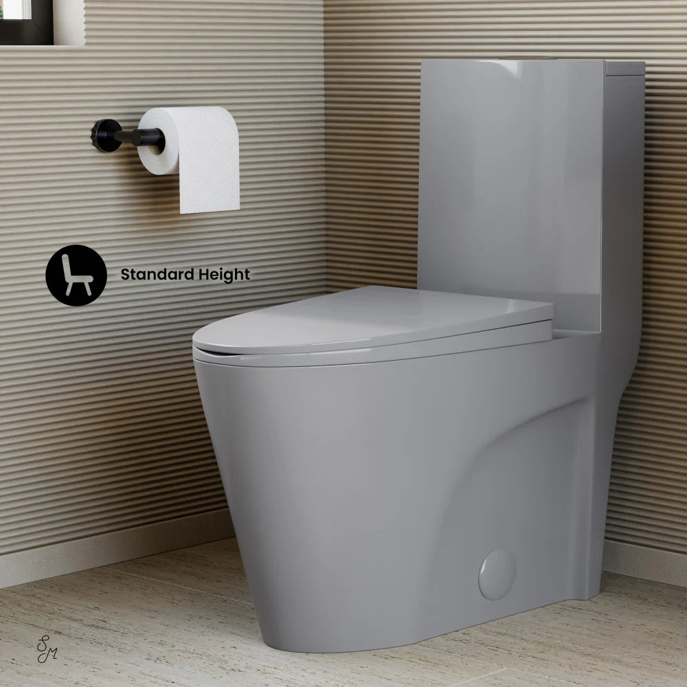 Swiss Madison St. Tropez One-Piece Elongated Toilet Vortex™ Dual-Flush 1.1/1.6 gpf in Glossy Grey
