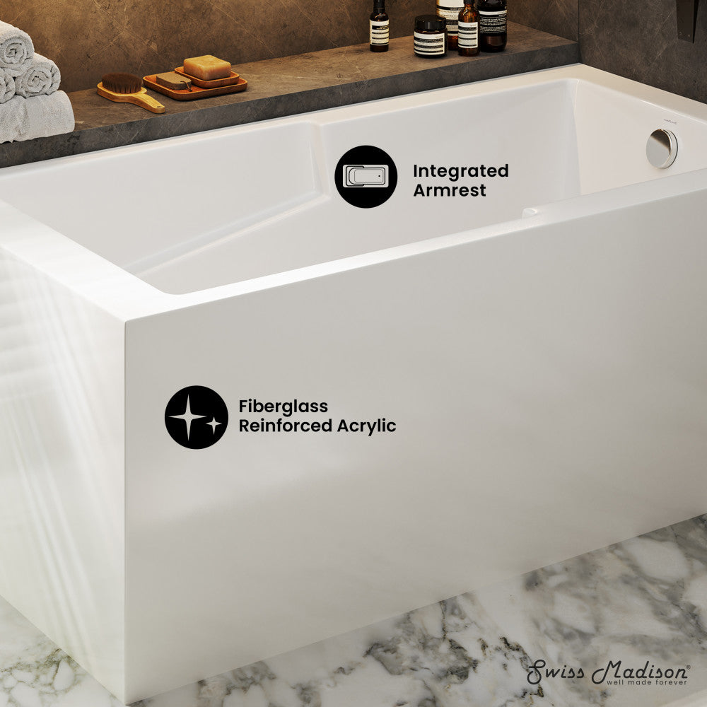 Swiss Madison Claire 60" x 32" Right-Hand Drain Drain Alcove Tub with Corner Apron