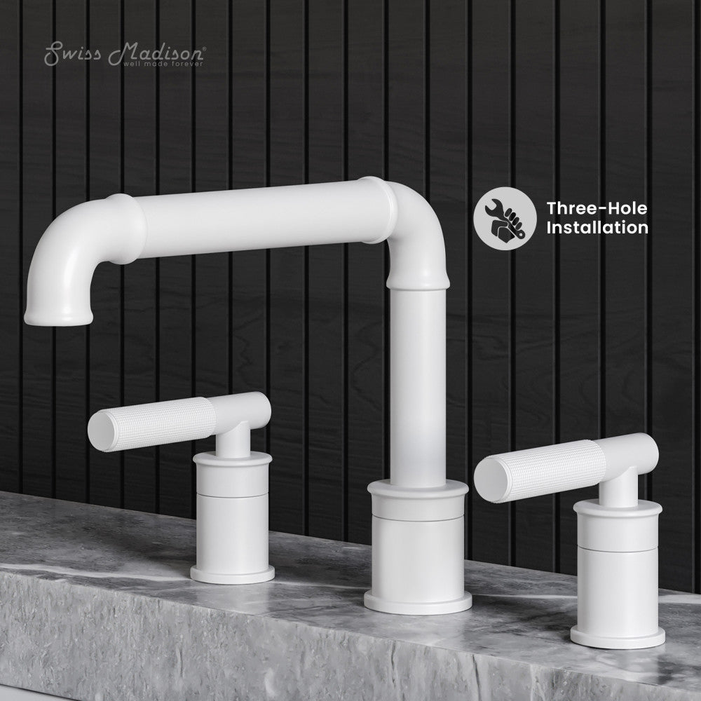 Swiss Madison Avallon 8 in. Widespread, Sleek Handle, Bathroom Faucet in Matte White