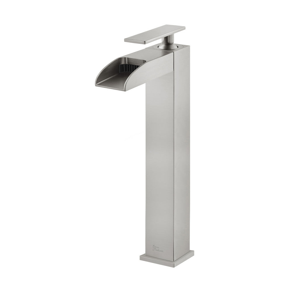 Swiss Madison Concorde Single Hole, Single-Handle, High Arc Waterfall, Bathroom Faucet in Brushed Nickel