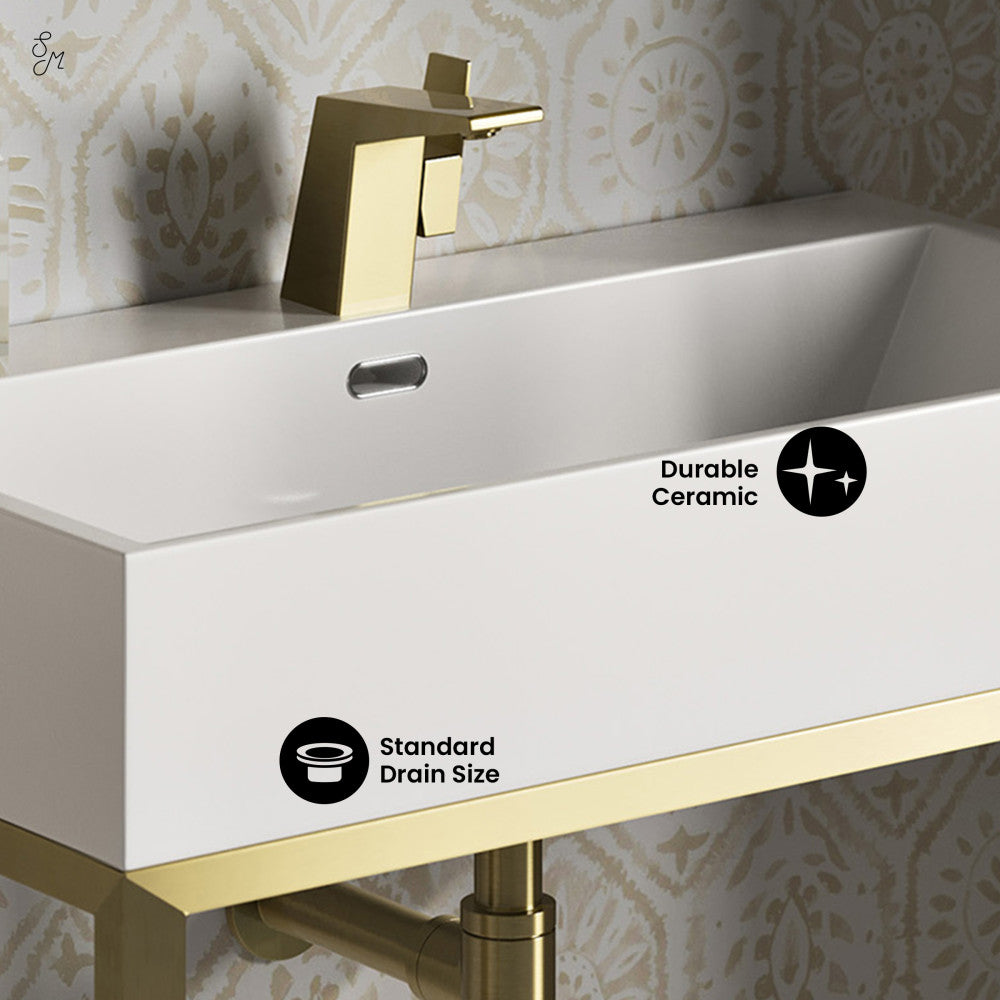 Swiss Madison Concorde 30" Rectangle Console Sink with Brushed Gold Legs