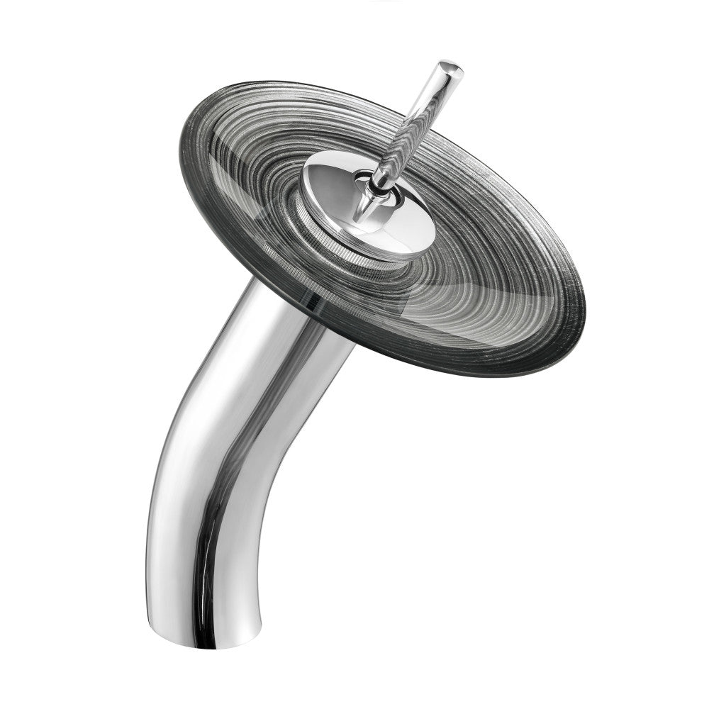 Swiss Madison Cascade Rectangular Glass Vessel Sink with Faucet, Smoky Grey