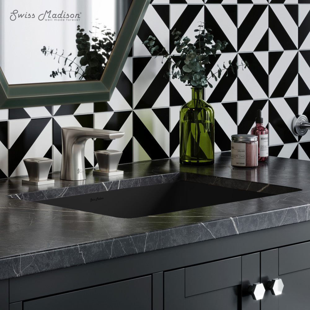 Swiss Madison Plaisir 22" Ceramic Undermount Bathroom Sink in Matte Black