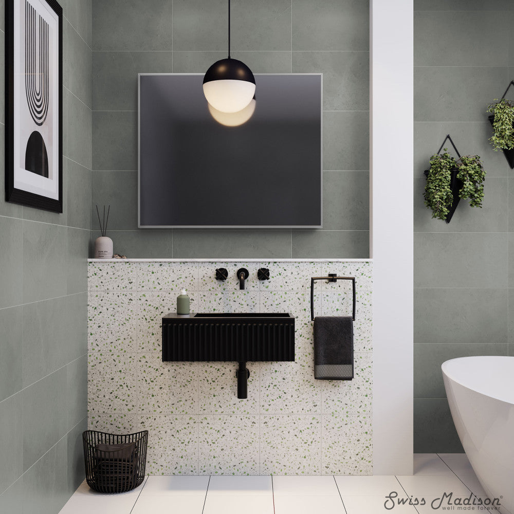 Swiss Madison Delice 24" Rectangle Wall-Mount Bathroom Sink in Matte Black