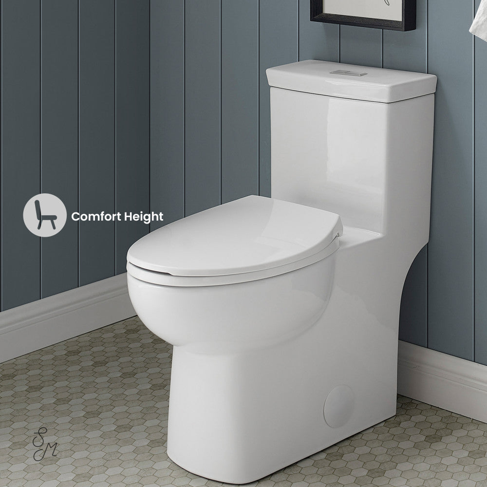 Swiss Madison Classe One-Piece 12" Rough-in 1.1/1.6 GPF Dual Top Flush Elongated Toilet in Glossy White