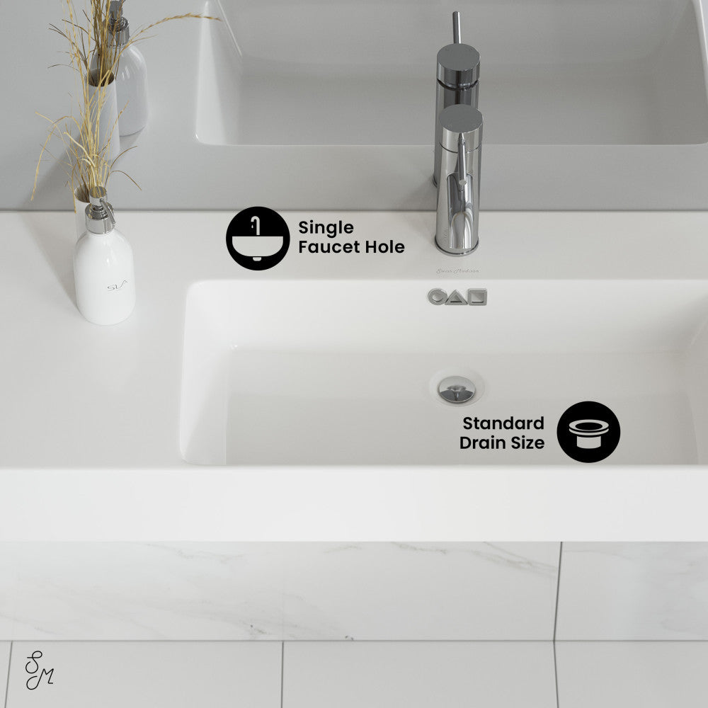 Swiss Madison St. Tropez 36" Rectangle Wall-Mounted Sink with Right Side Faucet Mount