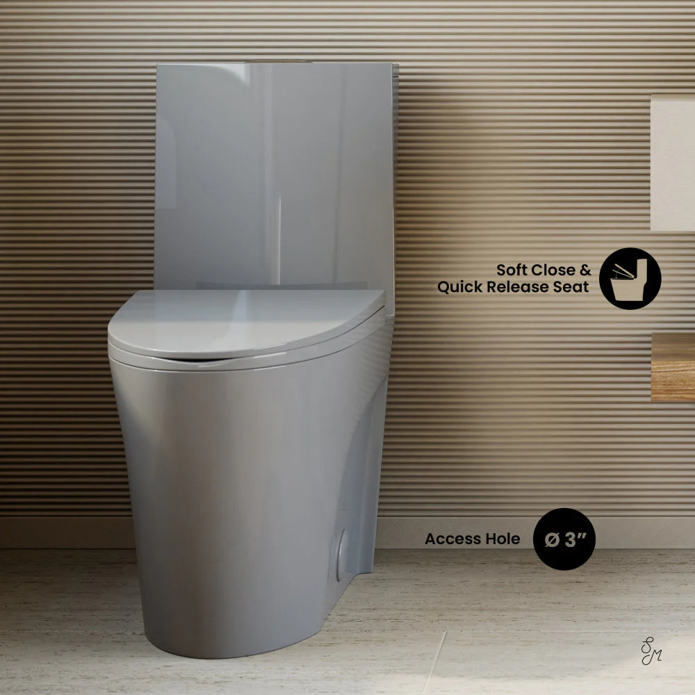Swiss Madison St. Tropez One-Piece Elongated Toilet Vortex™ Dual-Flush 1.1/1.6 gpf in Glossy Grey
