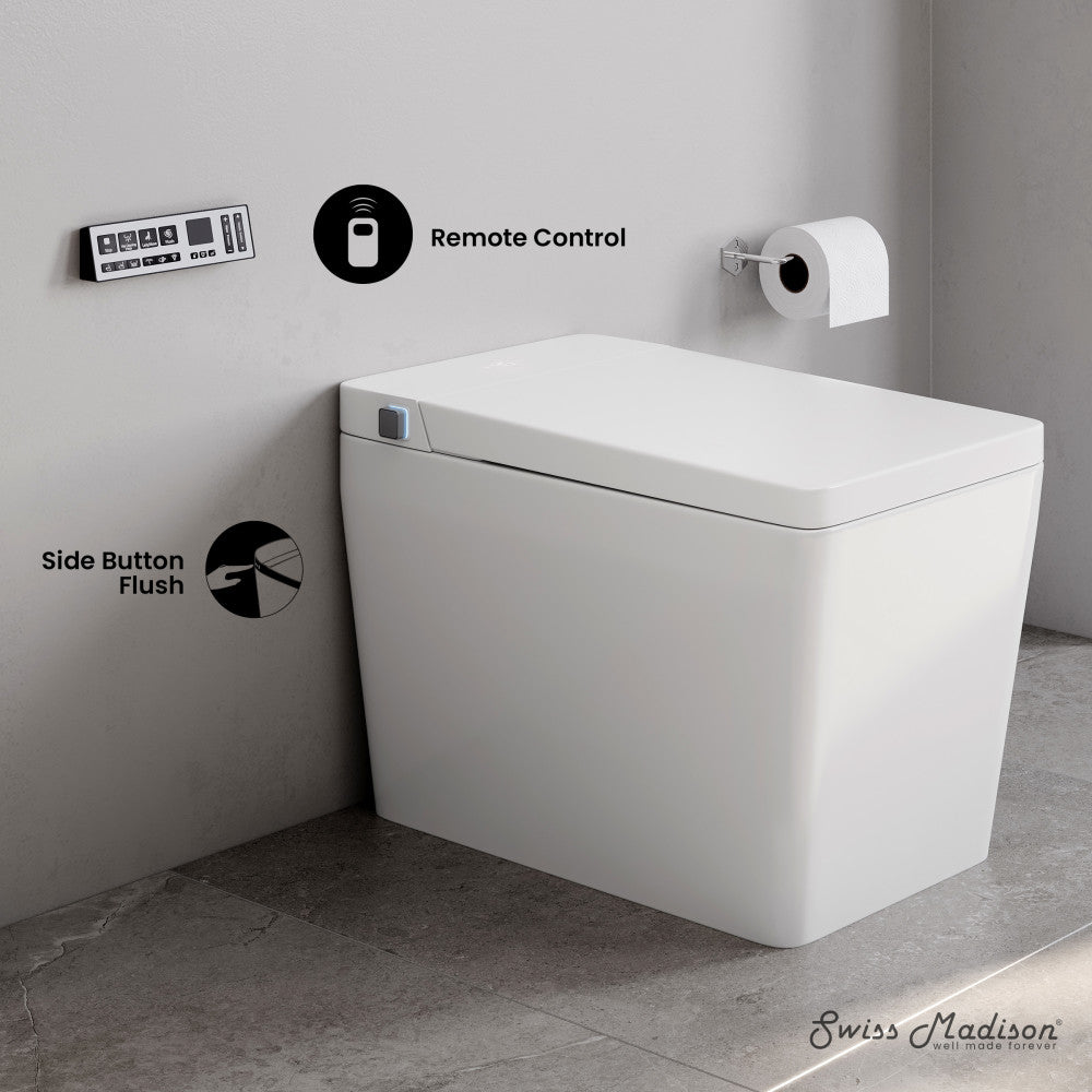 Swiss Madison Concorde Smart One-Piece 1.28 GPF Single Top Flush Toilet in Glossy White