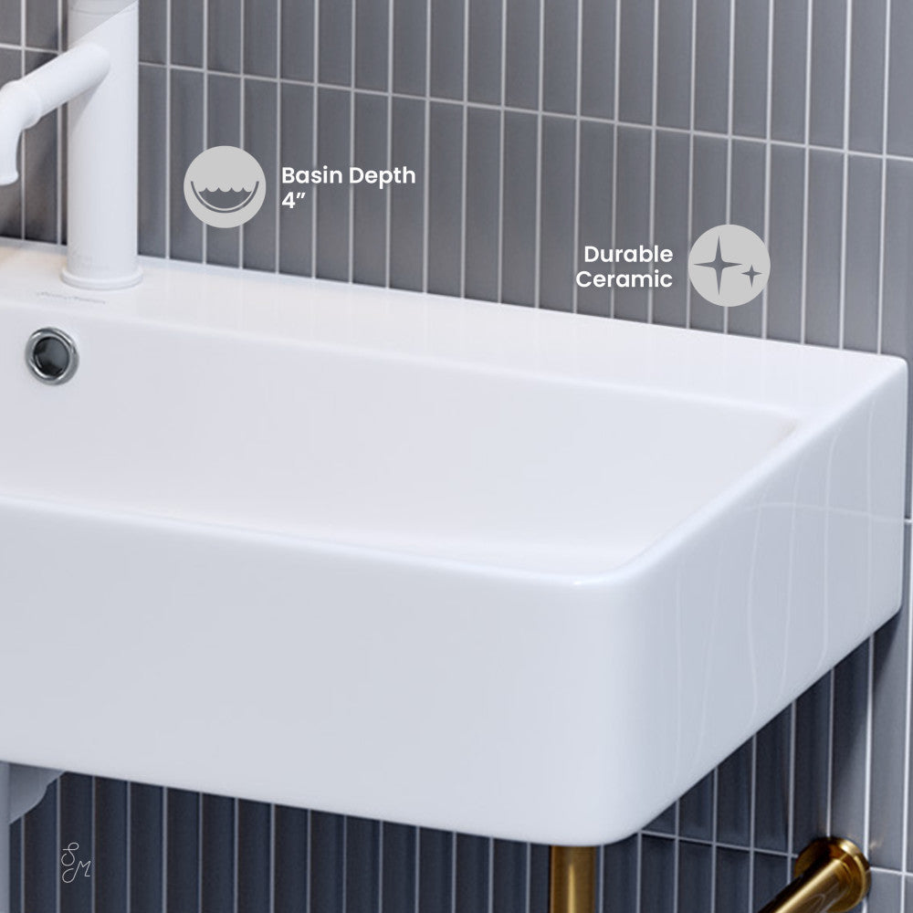 Swiss Madison Carre 36 Ceramic Console Sink White Basin Brushed Gold Legs