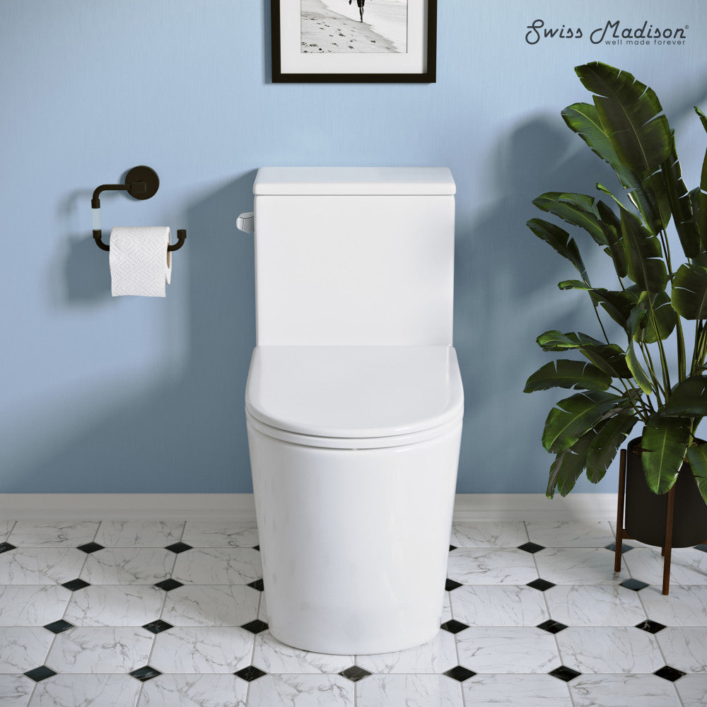 Swiss Madison Liberte One-Piece 12" Rough-in 1.28 GPF Left-Hand Flush Elongated ADA Toilet in Glossy White