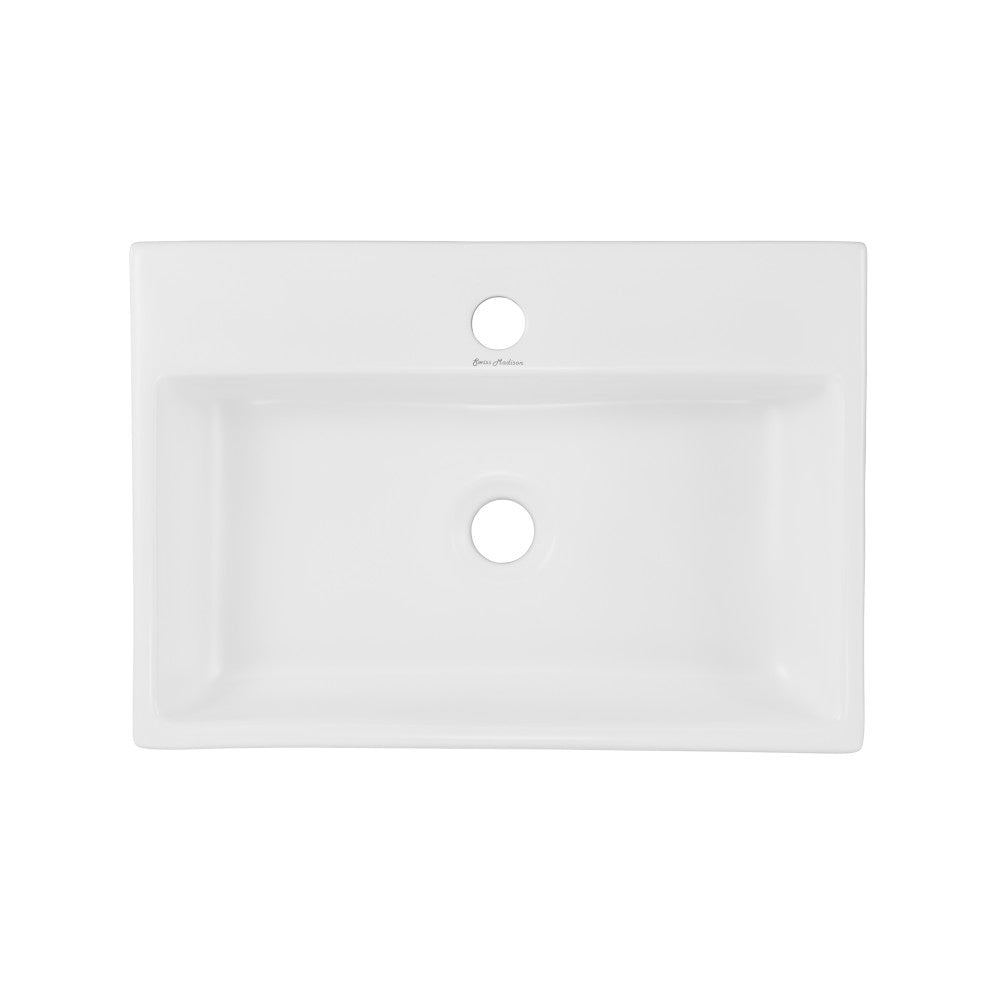 Swiss Madison Claire 20 Rectangle Ceramic Vessel Sink, Matte White