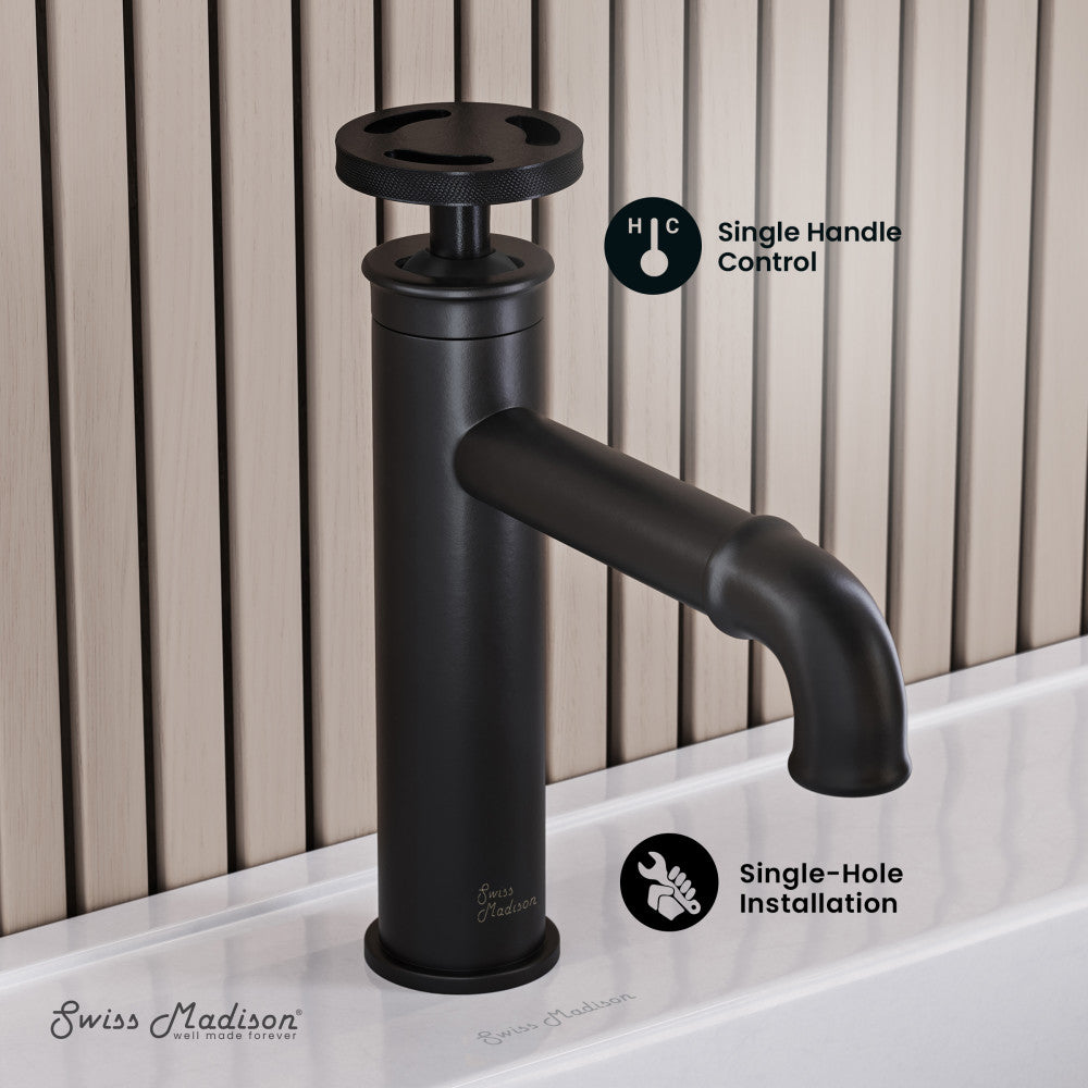 Swiss Madison Avallon Single Hole, Single-Handle Wheel, Bathroom Faucet in Matte Black
