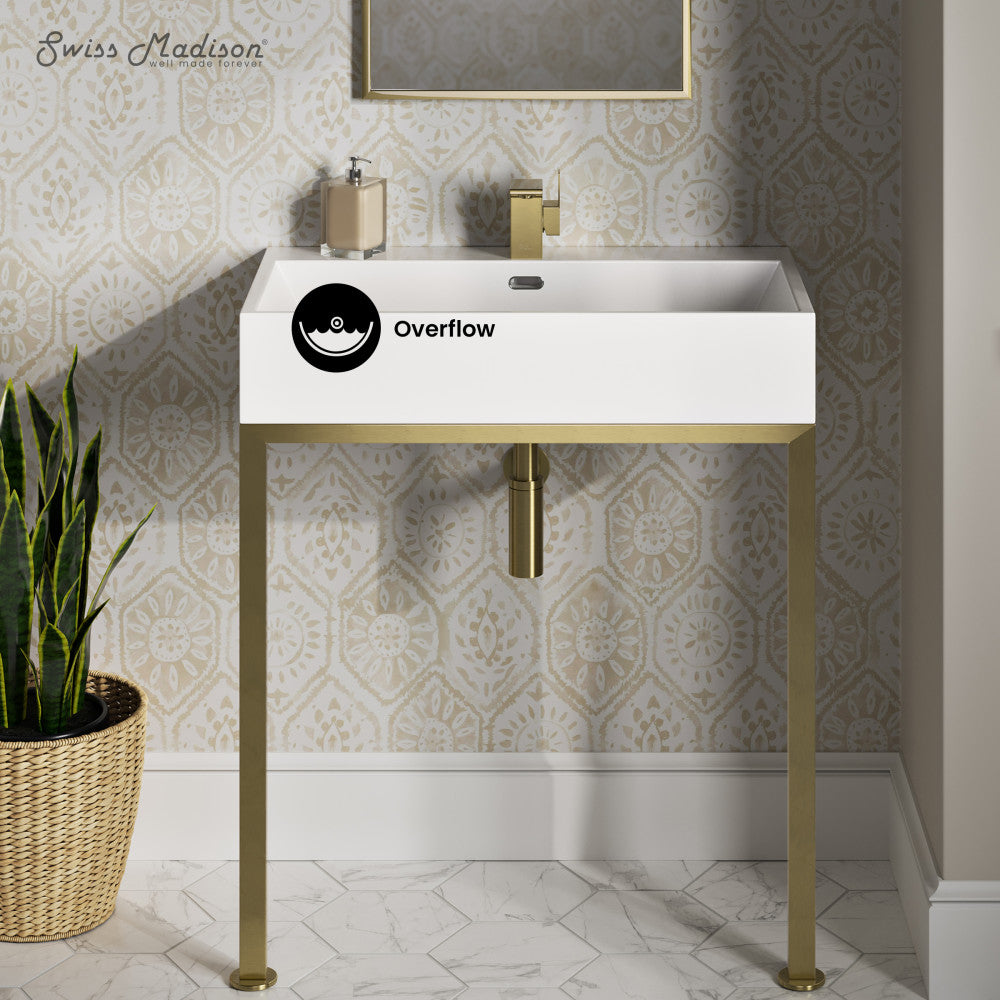 Swiss Madison Concorde 30" Rectangle Console Sink with Brushed Gold Legs