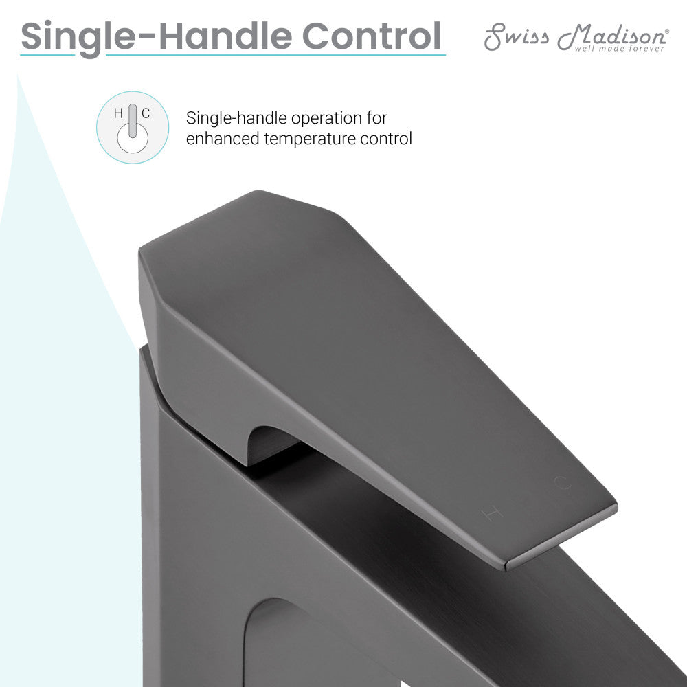Swiss Madison Voltaire Single Hole, Single-Handle, Bathroom Faucet in Gunmetal Grey