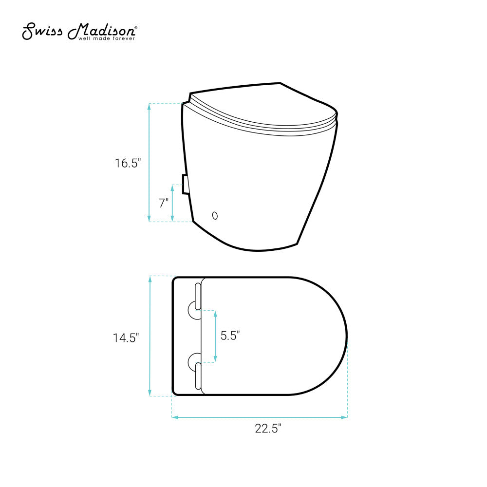 Swiss Madison St. Tropez Back-to-Wall Toilet Bundle 0.8/1.6 GPF Dual Flush in Matte Black with Black Flush Plate