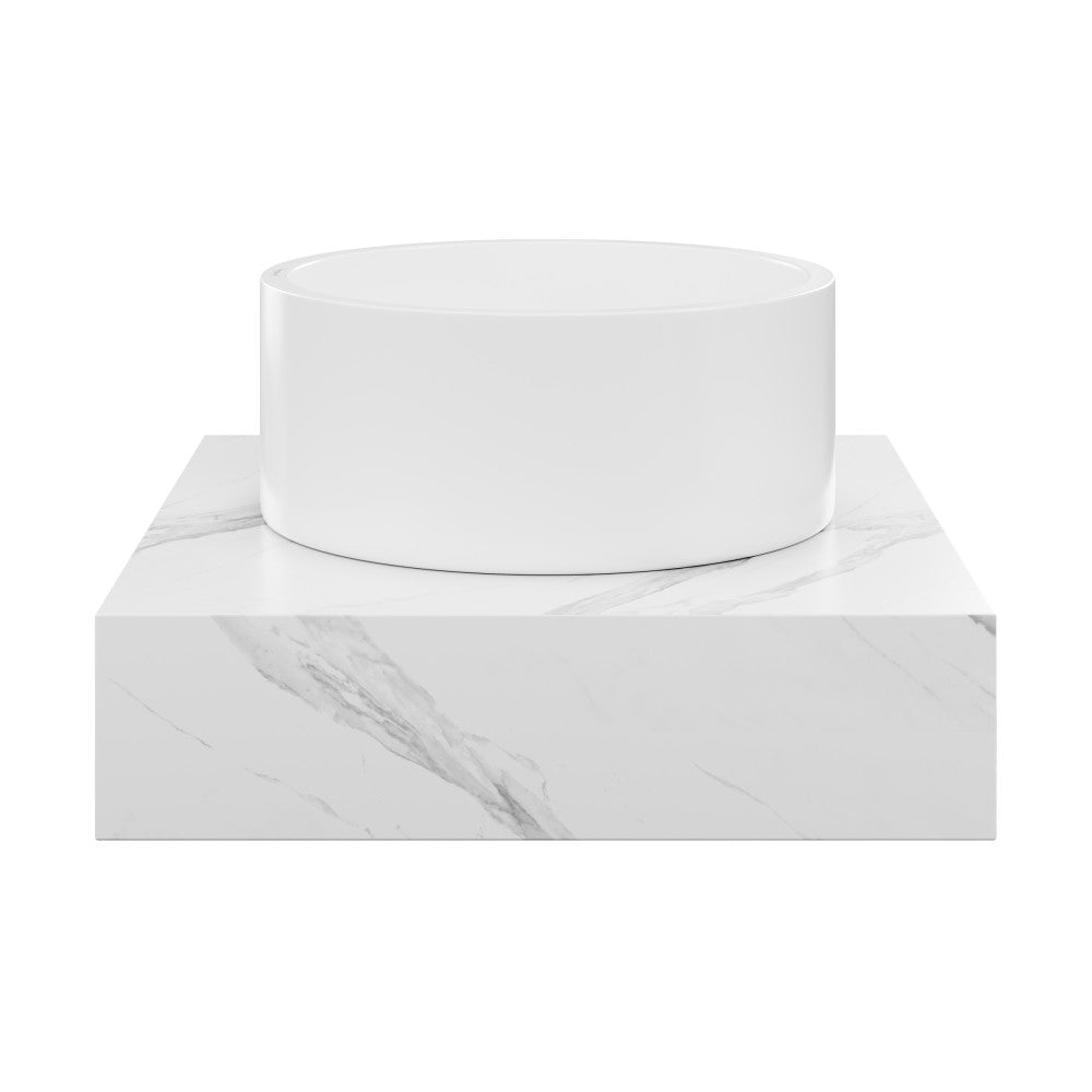 Swiss Madison Monaco 24" Floating Bathroom Shelf with Vessel Sink in White Marble