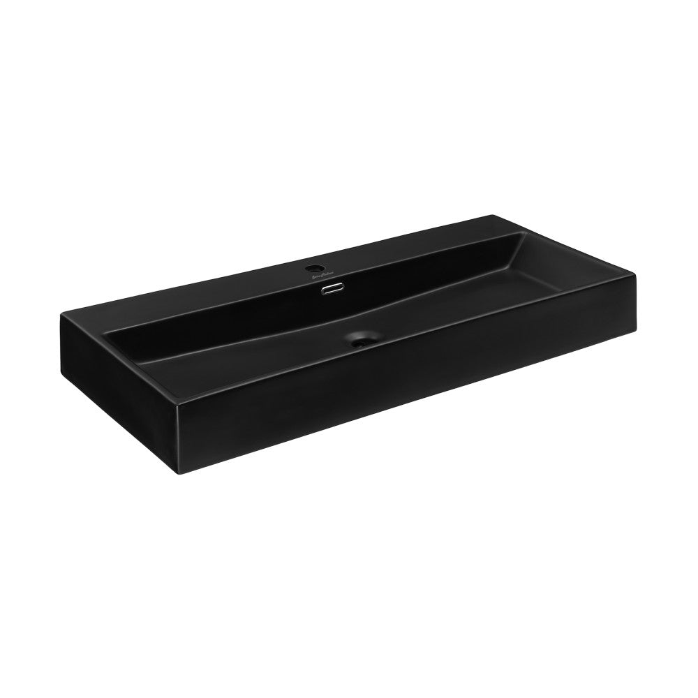 Swiss Madison Claire 40" Rectangle Wall-Mount Bathroom Sink in Matte Black