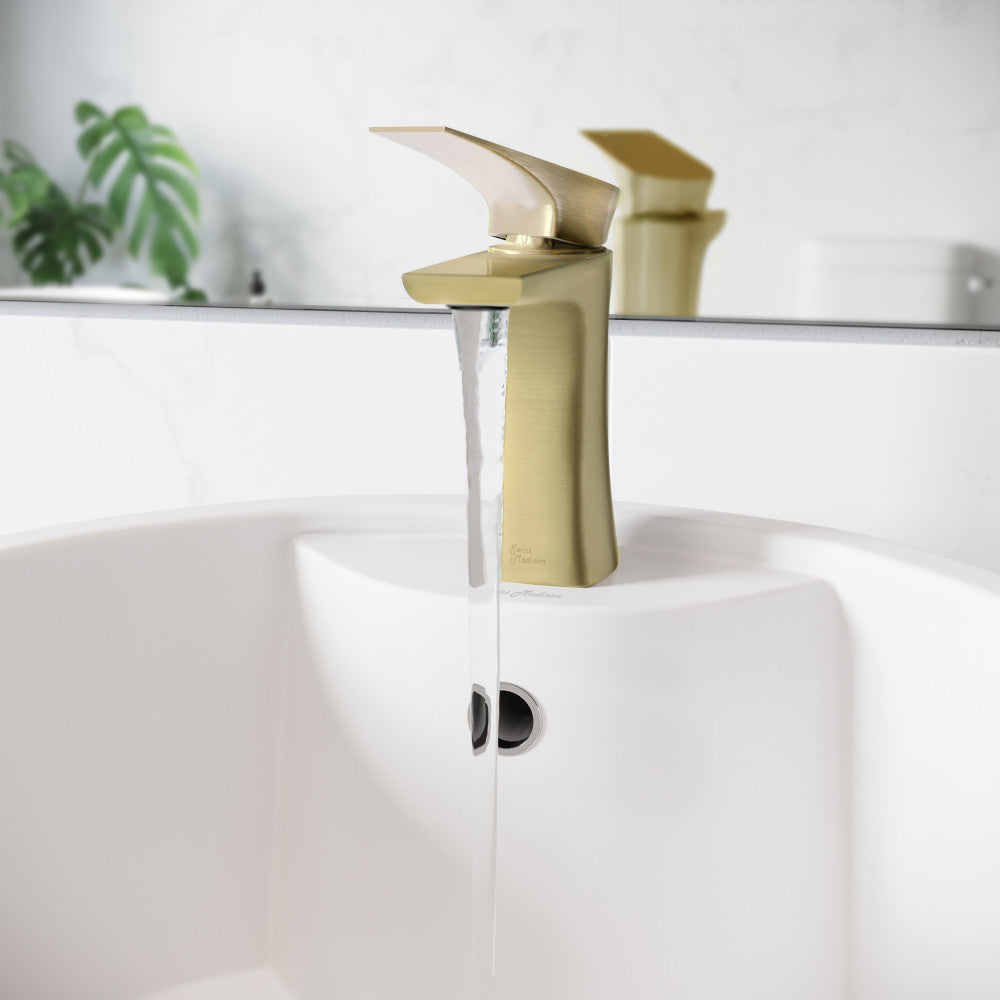 Swiss Madison Monaco Single Hole, Single-Handle, Bathroom Faucet in Brushed Gold