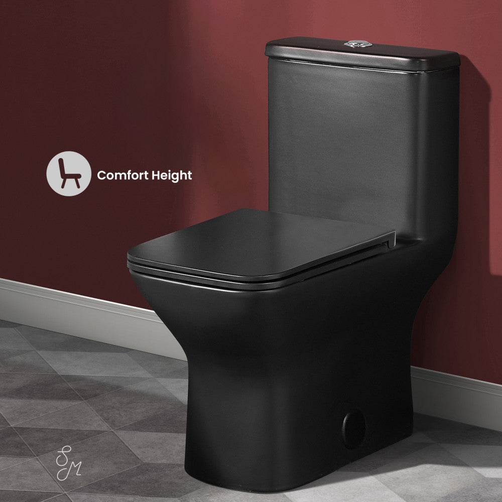 Swiss Madison Carre One-Piece Square Toilet Dual-Flush in Matte Black 1.1/1.6 gpf