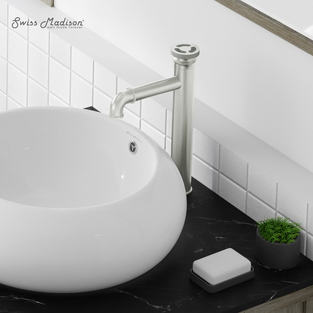 Swiss Madison Avallon Single Hole, Single-Handle Wheel, High Arc Bathroom Faucet in Brushed Nickel