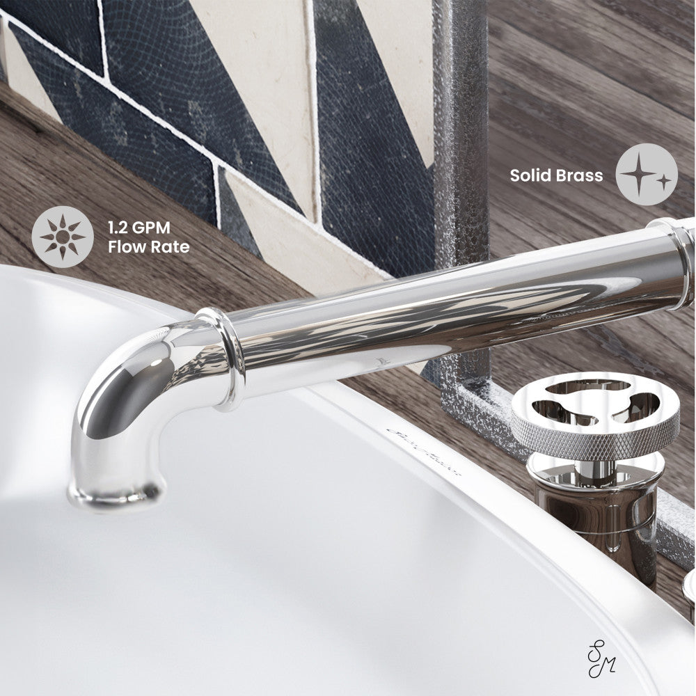 Swiss Madison Avallon 8 in. Widespread, 2-Handle Wheel, Bathroom Faucet in Chrome