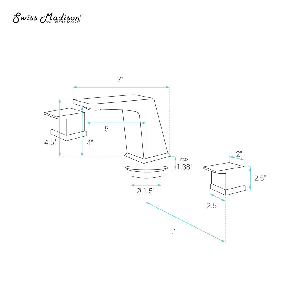 Swiss Madison Carre 8 in. Widespread, 2-Handle, Bathroom Faucet in Chrome