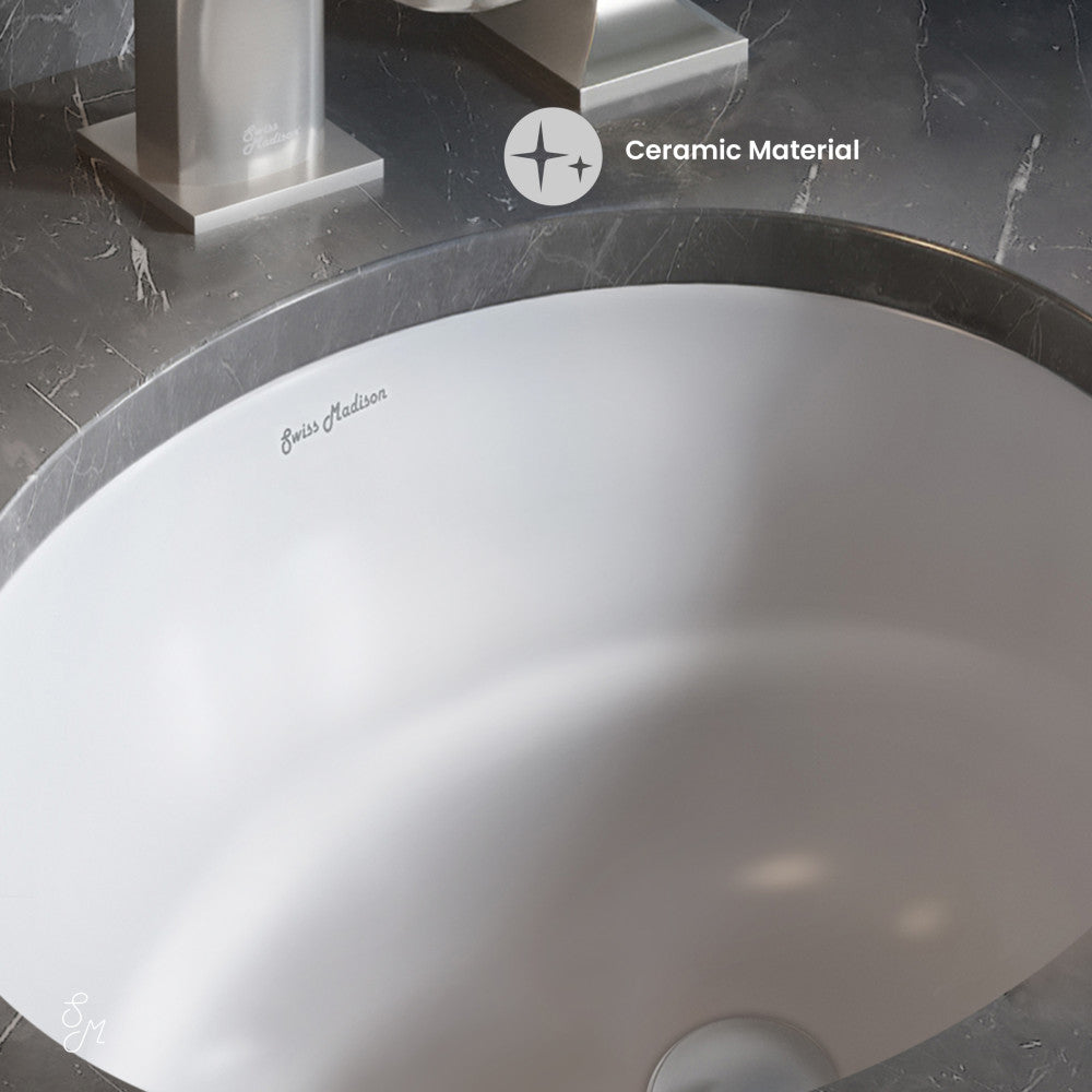 Swiss Madison Monaco 16" Ceramic Undermount Bathroom Sink in Glossy White