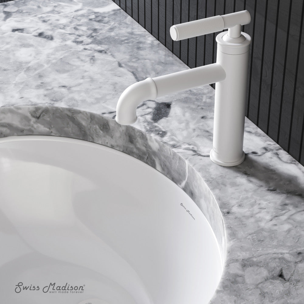 Swiss Madison Avallon Single Hole, Single-Handle Sleek, Bathroom Faucet in Matte White