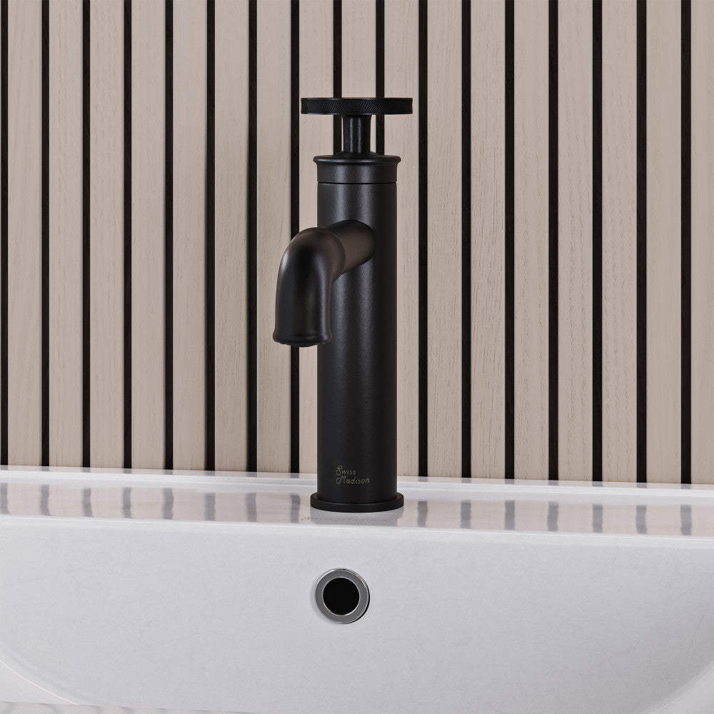 Swiss Madison Avallon Single Hole, Single-Handle Wheel, Bathroom Faucet in Matte Black