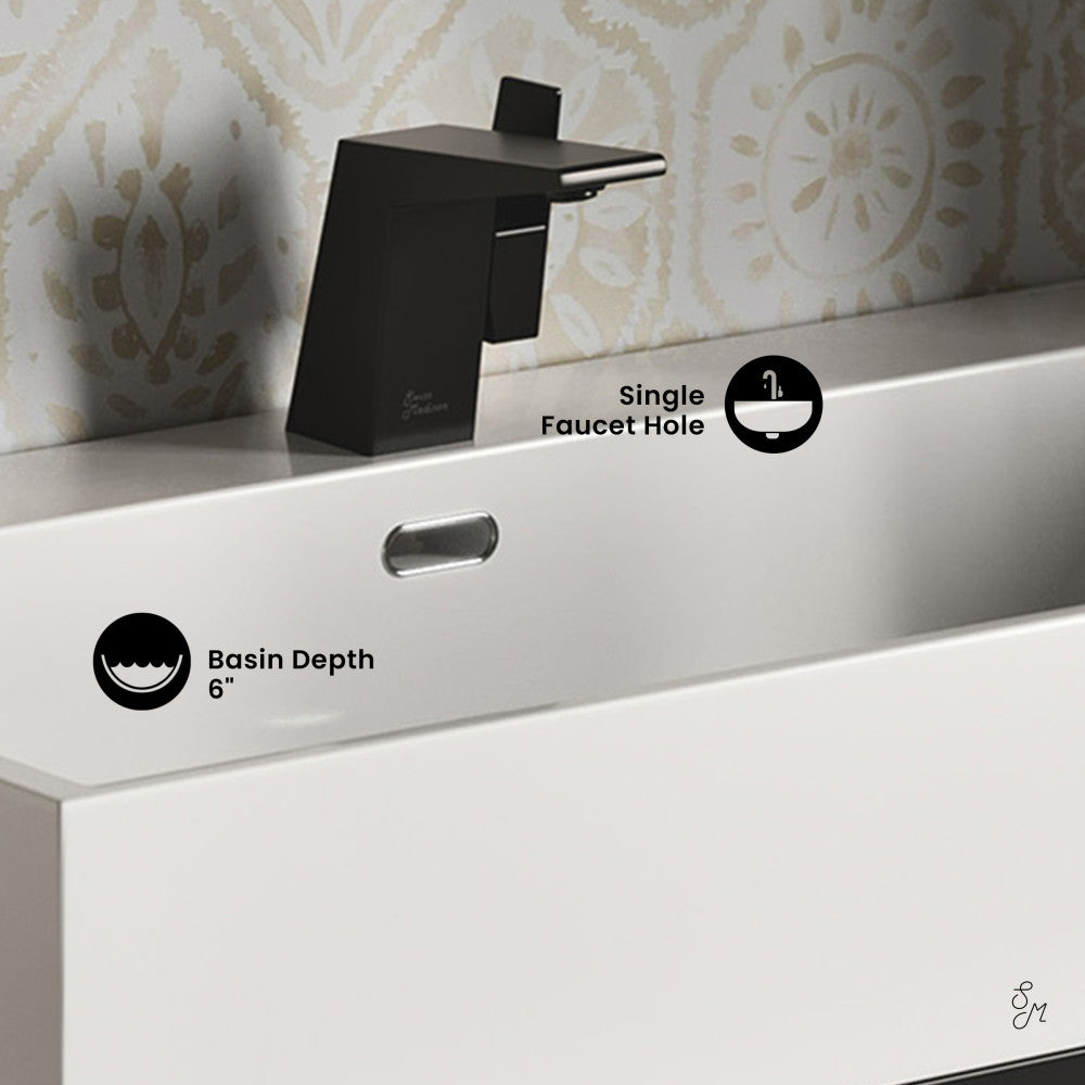 Swiss Madison Concorde 30" Rectangle Console Sink with Matte Black Legs