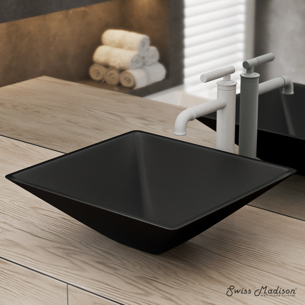 Swiss Madison Claire 15.5" Glass Vessel Sink, Black