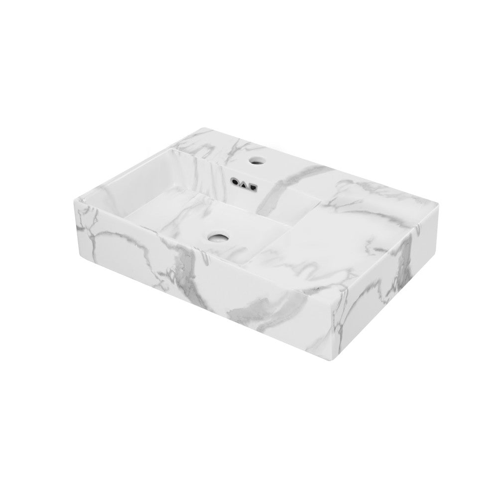 Swiss Madison St. Tropez 24" Left Side Faucet Wall-Mount Bathroom Sink in White Marble