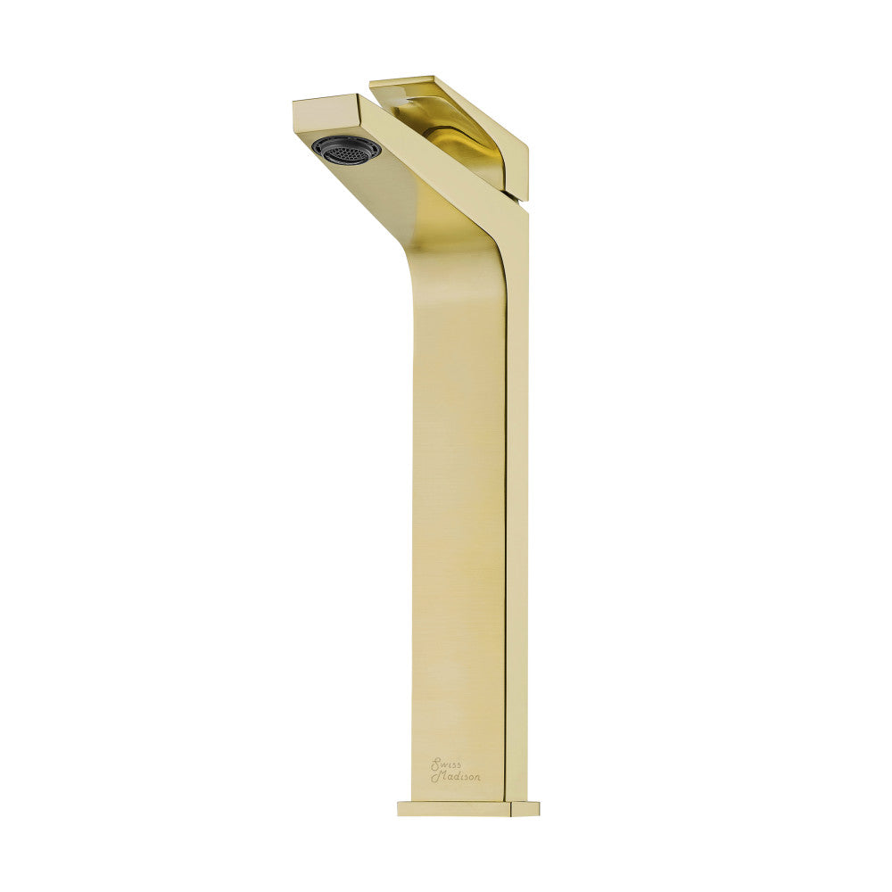 Swiss Madison Voltaire Single Hole, Single-Handle, High Arc Bathroom Faucet in Brushed Gold