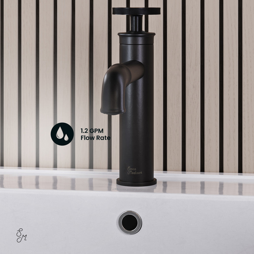 Swiss Madison Avallon Single Hole, Single-Handle Wheel, Bathroom Faucet in Matte Black
