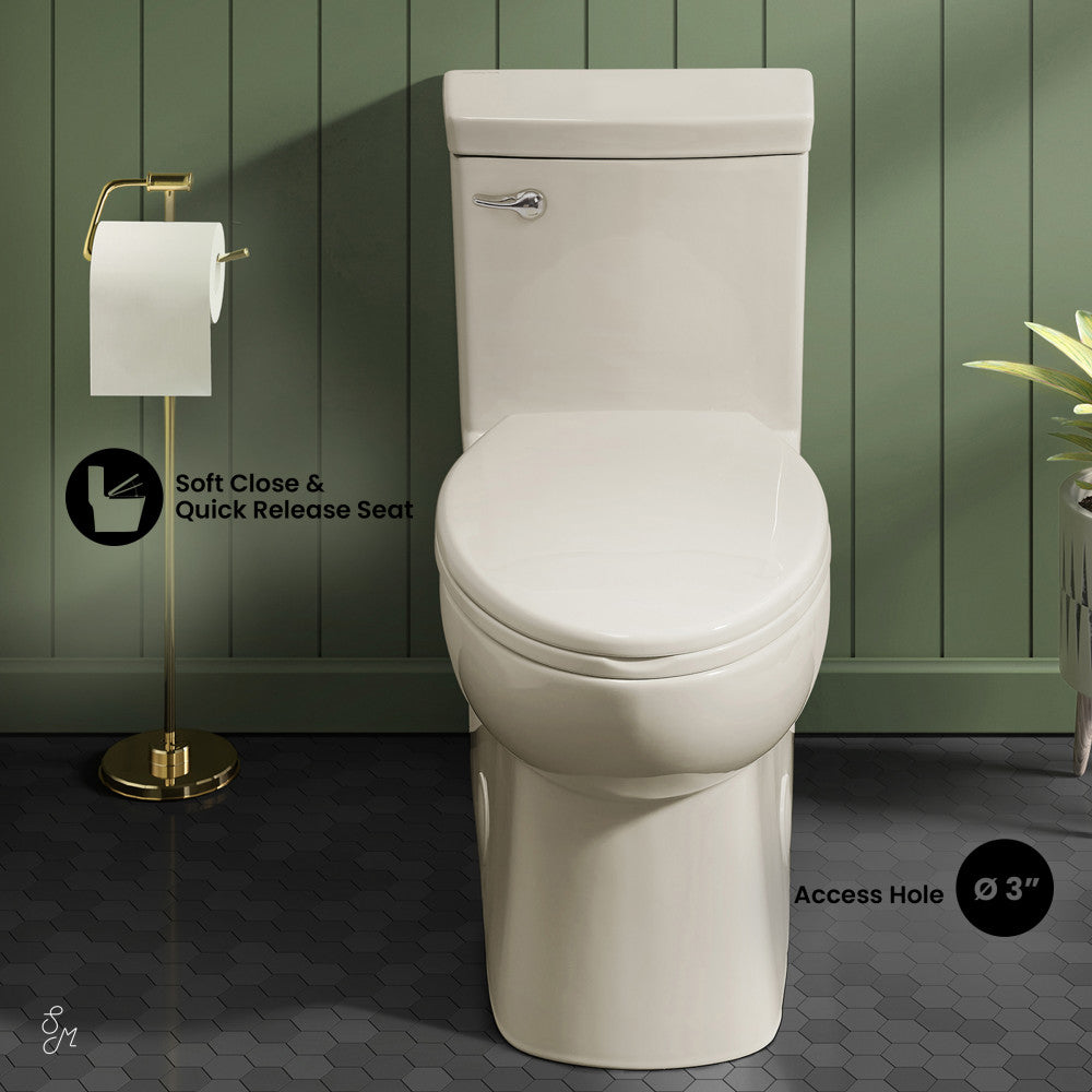 Swiss Madison Classe One Piece Toilet with Front Flush Handle 1.28 gpf in Bisque