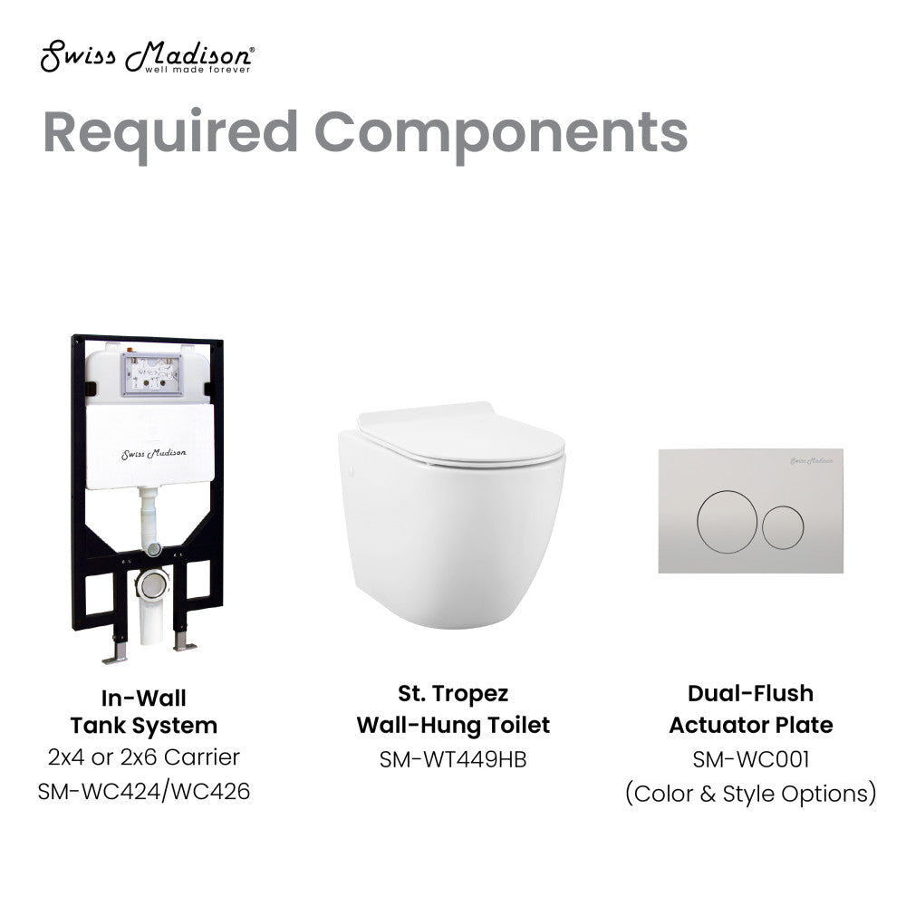 Swiss Madison St. Tropez Wall-Hung Toilet Bowl Only in Matte Black