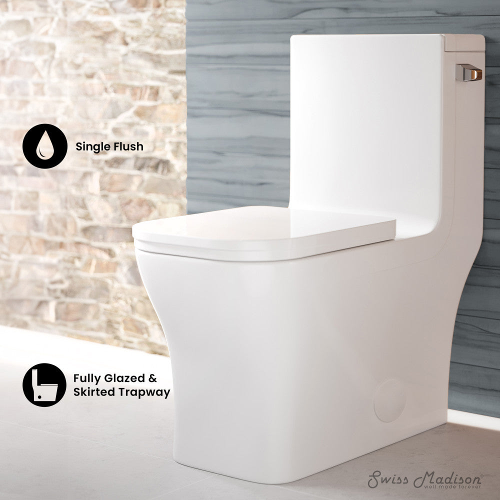 Swiss Madison Concorde One Piece Square Right Side Flush Handle Toilet 1.28 gpf
