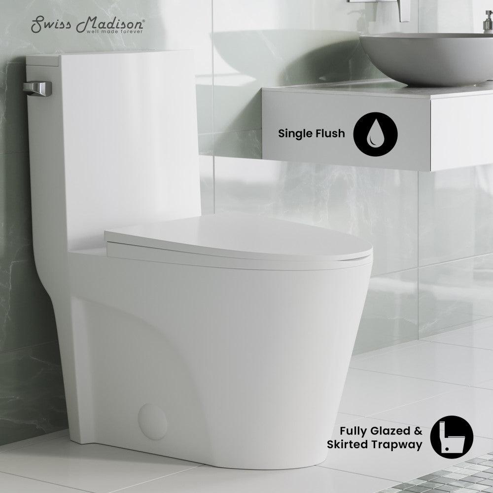Swiss Madison St. Tropez One-Piece Elongated Toilet Side Flush 1.28 gpf