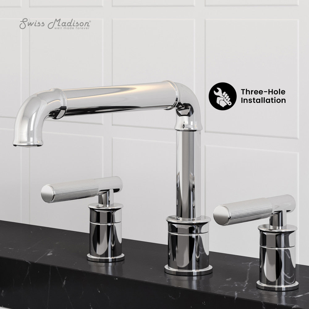 Swiss Madison Avallon 8 in. Widespread, Sleek Handle, Bathroom Faucet in Chrome