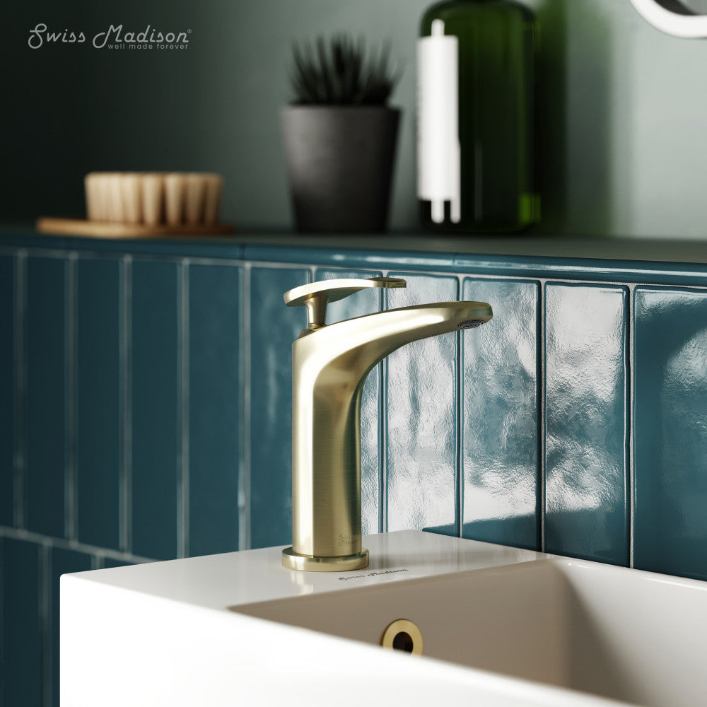 Swiss Madison Sublime Single Hole, Single-Handle, Bathroom Faucet in Brushed Gold
