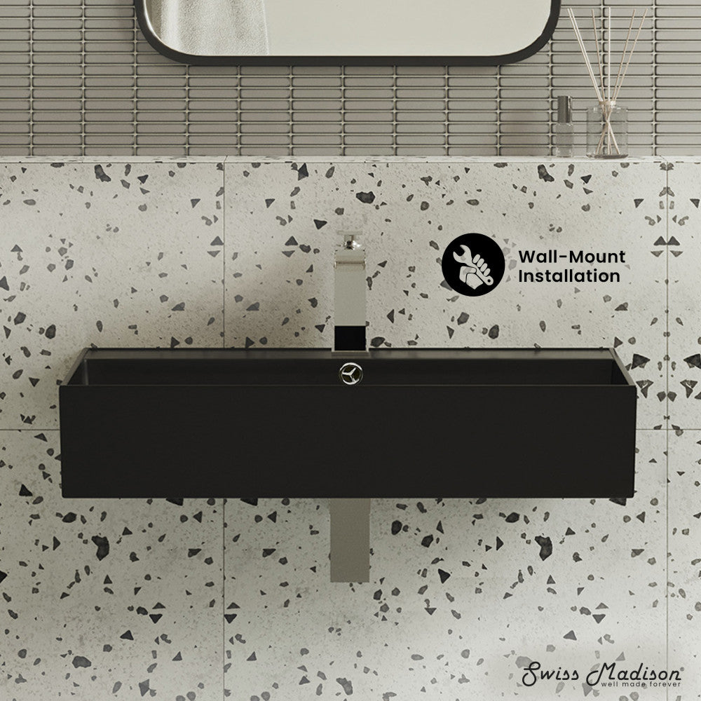 Swiss Madison Claire 22" Rectangle Wall-Mount Bathroom Sink in Matte Black